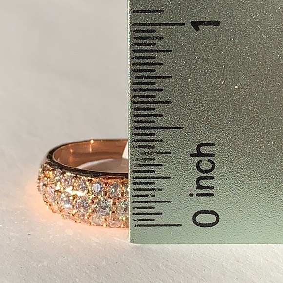 Sterling Silver Rose Gold Plated Cz Ring/ Band - Picture 7 of 7